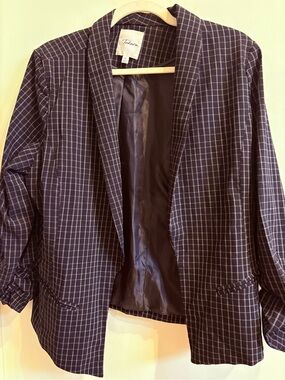 Takara black Windowpane Open-Front Blazer